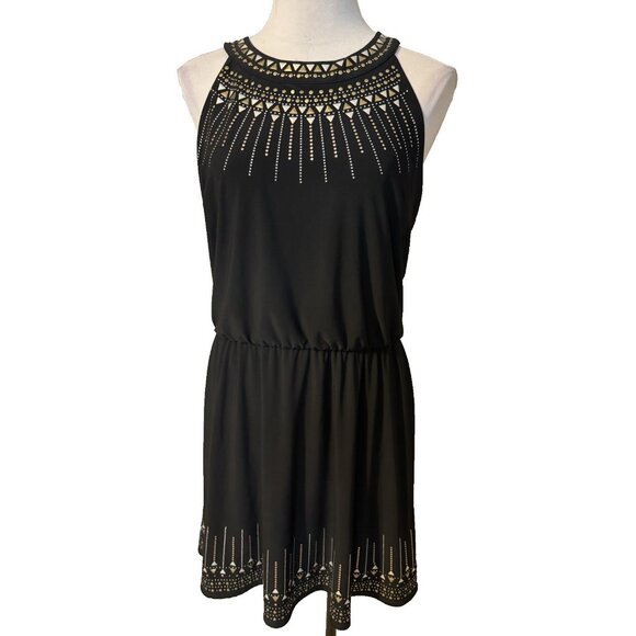 WHBM Dress M Medium 6 8 10 Studded Gold Silver Black Sleeveless Washable - Picture 4 of 15
